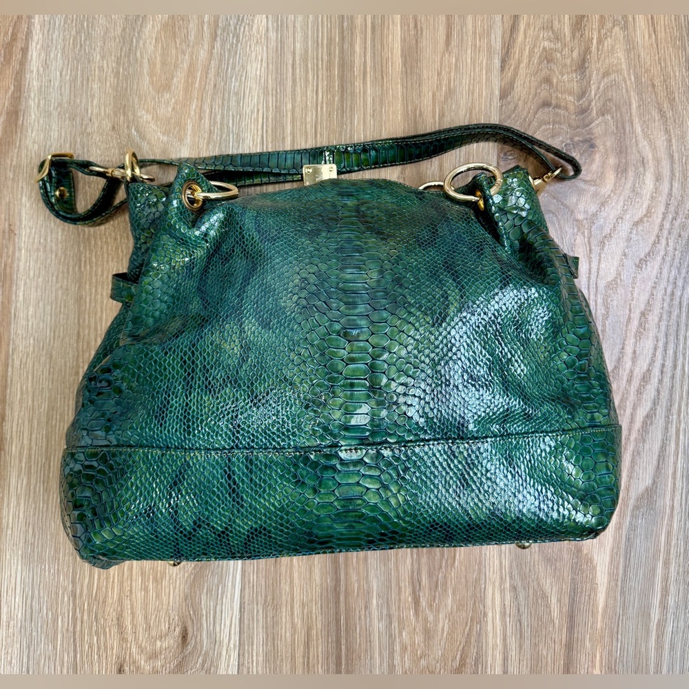 Vanity Firenze Green Python Embossed Leather Shou… - image 6